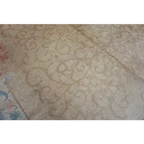 1920s Beige Geometric Antique Chinese Art Deco Carpet 9'2" X 11'9" Knotted Wool Rug For Sale In New York - Image 6 of 9