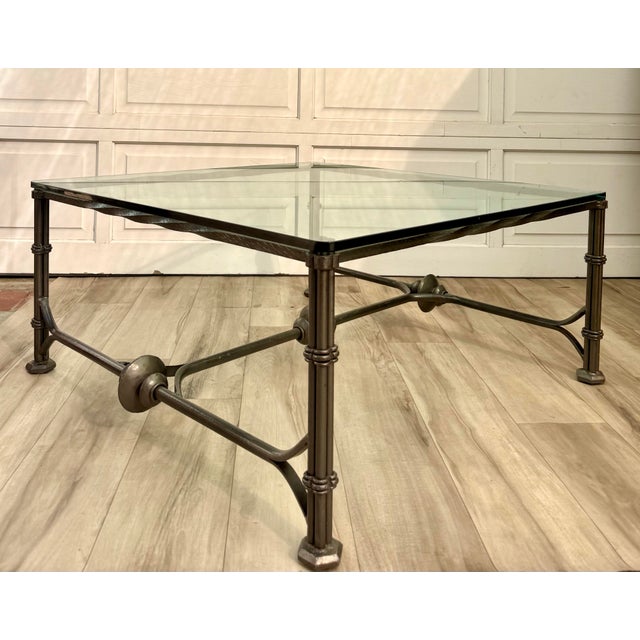 Vintage Giacometti Style Sculptural Iron & Glass Coffee Table For Sale In Los Angeles - Image 6 of 15