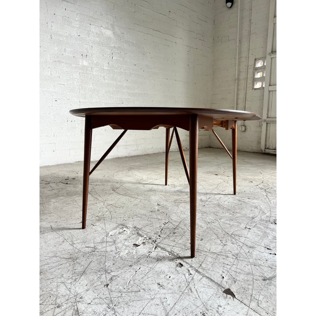Wood Mid Century Modern Oval Walnut Dining Table For Sale - Image 7 of 7