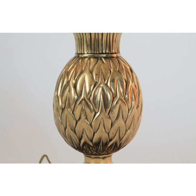 Wood Vintage Footed Brass Pineapple Table Lamp W/ Wood Base For Sale - Image 7 of 13