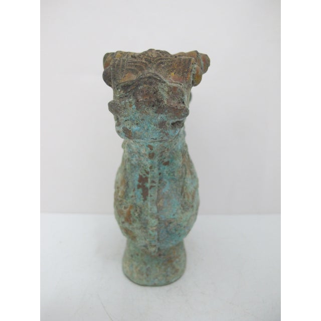 Chinese Bronze Ware Ritual Wine Multi Headed Beast Sheep Lidded Guang Vessel For Sale - Image 16 of 18
