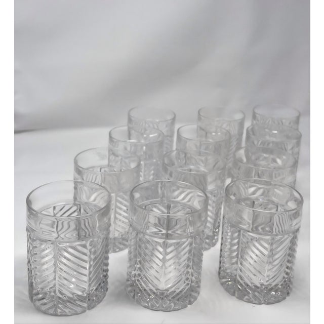 Transparent Vintage Ralph Lauren Crystal Herringbone Classic Double Old Fashioned Glasses, Set of 12 For Sale - Image 8 of 15