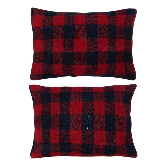 16"x24" SET OF 2 - Hand-Woven Kilim Cushion Covers. A pair of Lace Pillow Covers For Sale