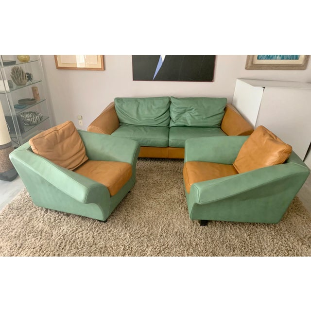 Roche Bobois Lounge Chairs - A Pair - Custom Made Leather For Sale - Image 12 of 13