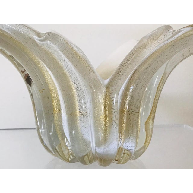 Gold 1950’s Barovier & Toso Gold Aventurine Glass Flared Bowl For Sale - Image 8 of 12