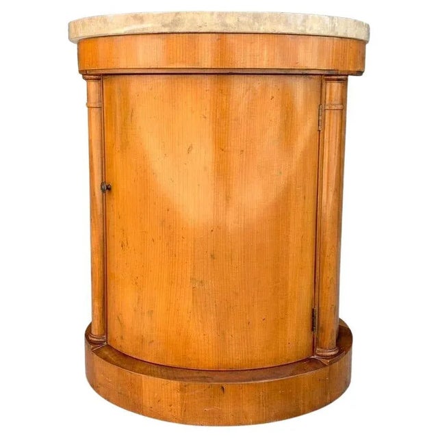 1980s Baker Neoclassical Wood & Marble Top Round Side Table For Sale - Image 13 of 13