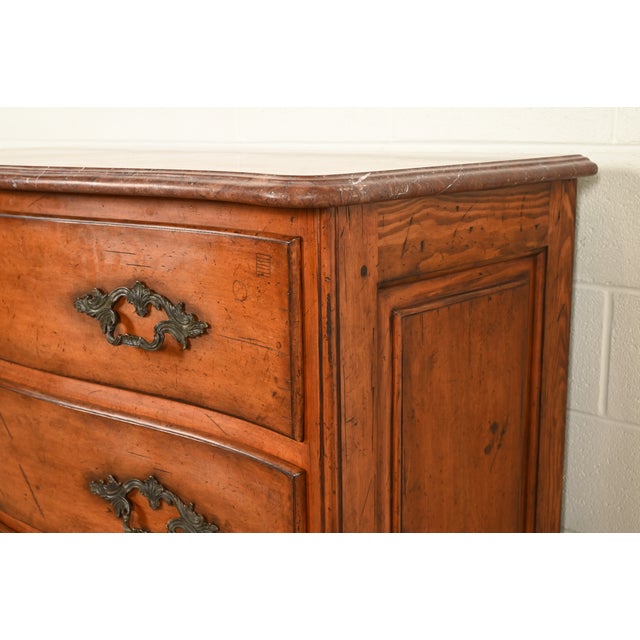 Ralph Lauren French Provincial Louis XV Carved Walnut Marble Top Commodes or Chests of Drawers, Pair For Sale - Image 9 of 16