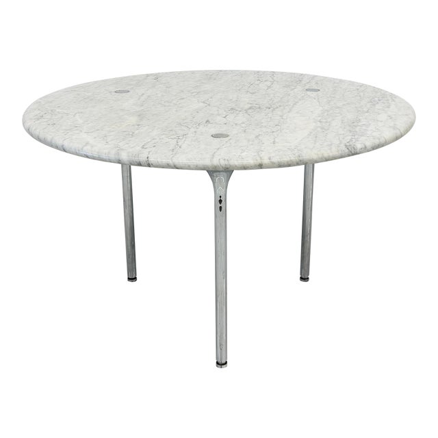 Katavalos, Littell, and Kelley 48" Dining Table, Carrara Marble, Laverne, 1960's For Sale