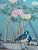 Art Deco Chinoiserie Style Hand-Painted Wallpaper, Turquoise Floral & Bird Mural, Wall Panels for Living Spaces For Sale - Image 3 of 9