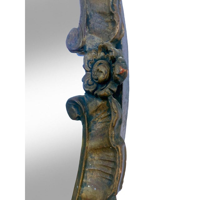 Art Deco Large Round Hand Carved Wood Mirror, Early 20th Century For Sale - Image 3 of 10