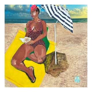 A Good Beach Read, Original Collage by Adria Becker. For Sale