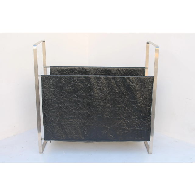 Modern Magazine Rack. Black Vinyl and Metal.