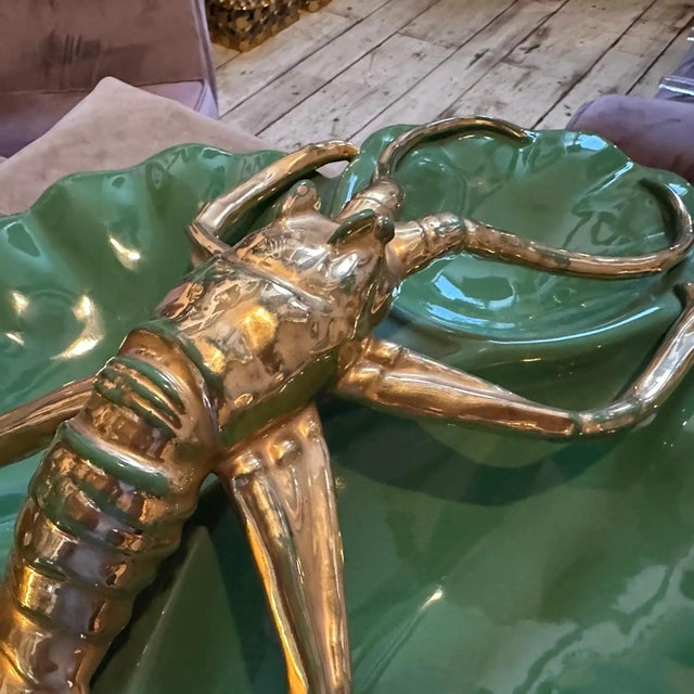1950s Green and Gold Ceramic Centerpiece by Maioliche Artistiche Sestesi For Sale - Image 11 of 14