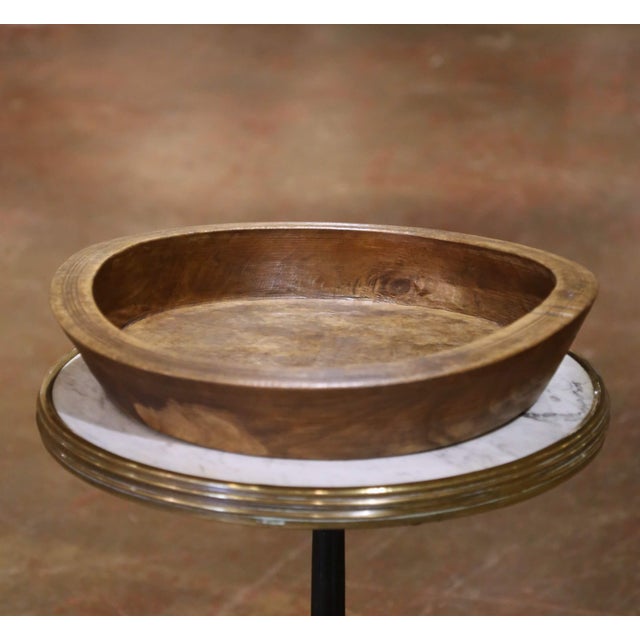 Late 19th Century 19th Century French Hand-Carved Patinated Elm Dough Bowl or Fruit Basket For Sale - Image 5 of 9