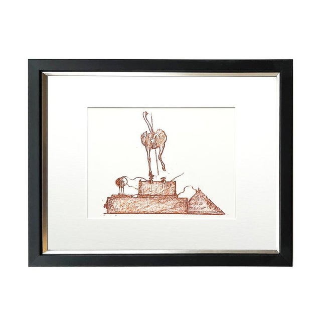 Modern Max Ernst Original Lithograph No Ostrich Lives on Mince Pies 1970 Framed For Sale - Image 3 of 3