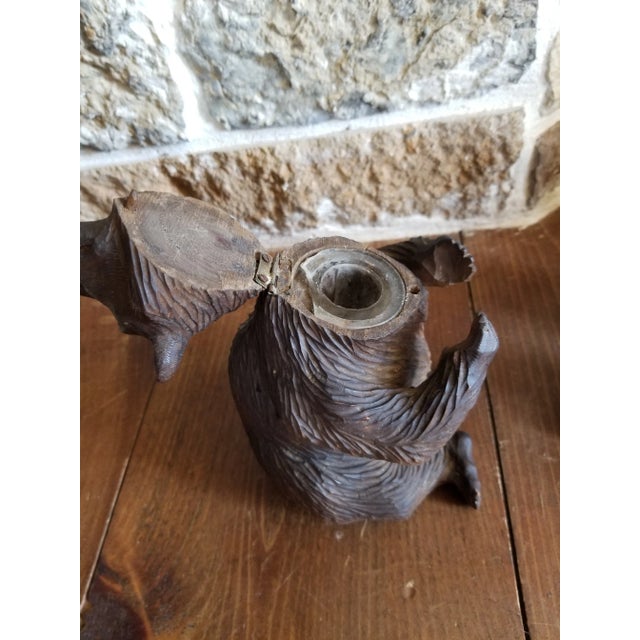 Rustic Black Forest Bear Inkwell For Sale - Image 3 of 6