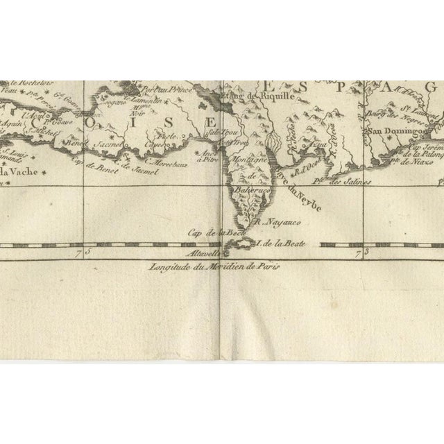 Map of French and Spanish Antilles with Hispaniola St Domingue by Rigobert Bonne, 1780s For Sale - Image 10 of 12