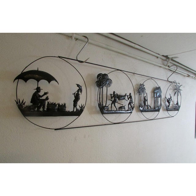 Metal Chiseled Iron Wall Decorations, 1950s, Set of 2 For Sale - Image 7 of 13