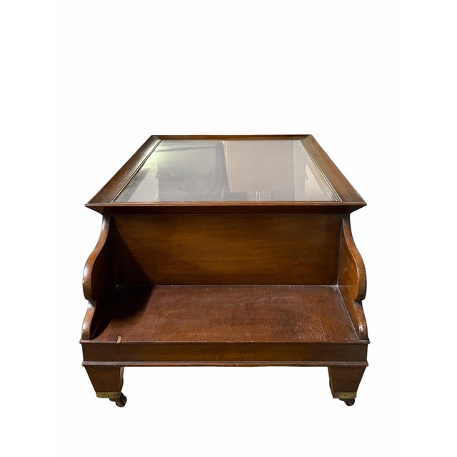 Traditional Vintage Empire-Style Glass Top Coffee Table With Lion Head Accents For Sale - Image 3 of 5
