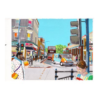 Stoke Newington, London - Original Contemporary Cityscape Mixed Media Painting on Paper by Fabio Coruzzi For Sale
