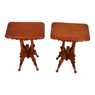 Antique Eastlake Victorian Carved Side Tables - A Pair For Sale