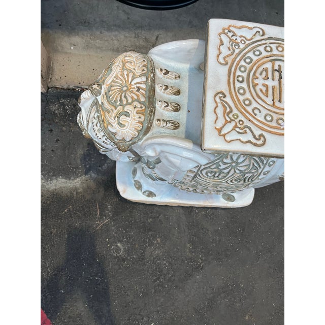 1970s Vintage Asian Ceramic Elephant Plantstand in Beige, 1970s For Sale - Image 5 of 12