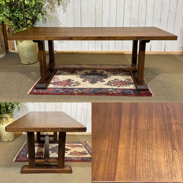 Monastery-style elm table from the 1970s - L=2m W=83cm H=74cm