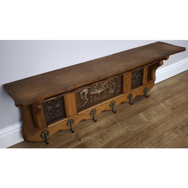 Vintage French Coat Rack in Oak For Sale - Image 4 of 12