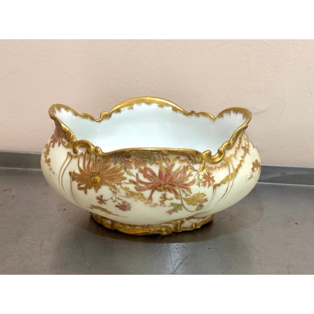 Limoges, France Antique French Limoges-Style Floral Gilt Tureen / Serving Bowl For Sale - Image 4 of 5