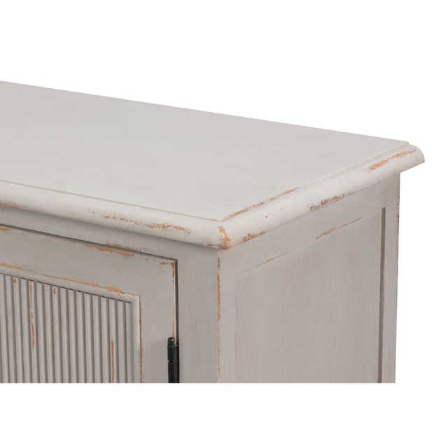 Gray Swedish Gustavian Reeded Sideboard in Soft Gray - 95" For Sale - Image 8 of 11