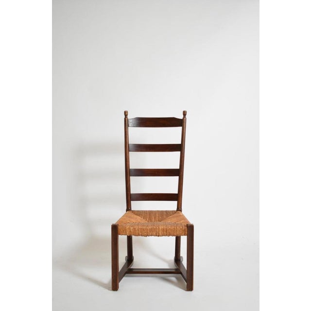 Low Wood and Straw Chair, 1950s For Sale - Image 3 of 6