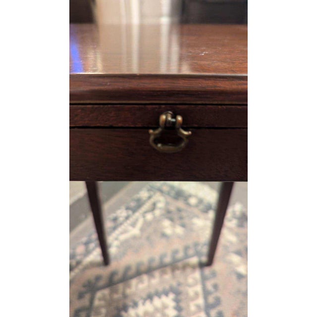 Hepplewhite Vintage Mahogany Candle Stand End Table With Pull-Out Slide Leaf For Sale - Image 3 of 6