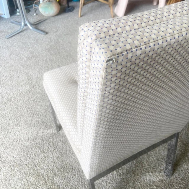 Mid Century Modern Chrome and Tufted Fabric Dining Chairs by Dia - Set of 4 For Sale In Miami - Image 6 of 10