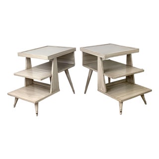 Pair of Vintage American Three-Tier Step End Tables For Sale