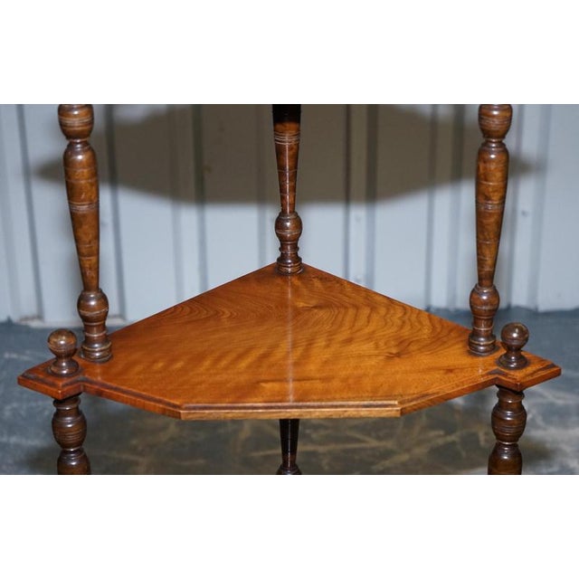 Victorian English Inlaid Burr Walnut Corner Whatnot Stand For Sale - Image 5 of 12