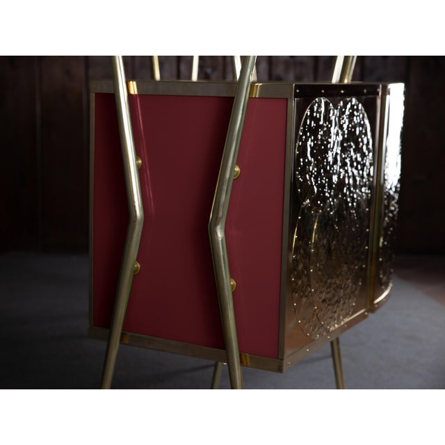 Red Murano Glass and Brass Dry Bar from Justfurnituress SRL For Sale - Image 4 of 10