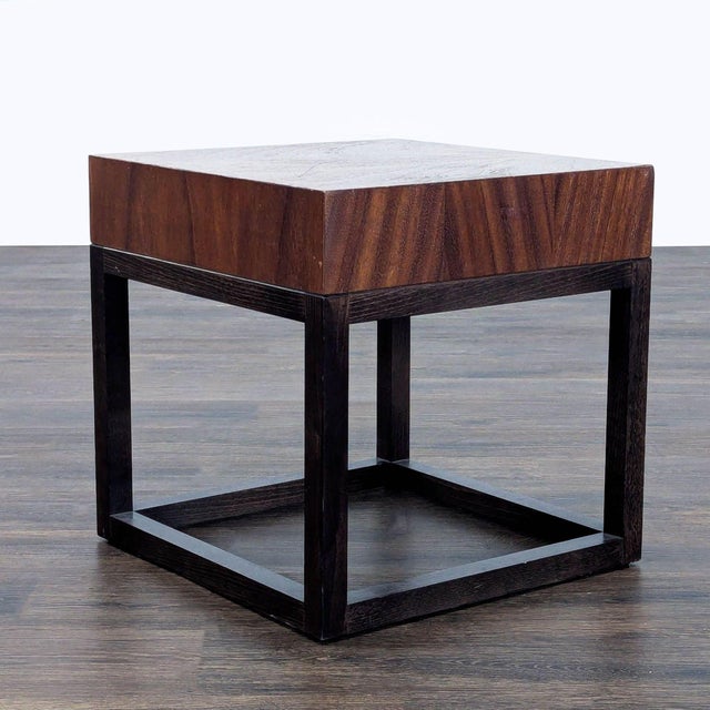 Crate & Barrel Crate & Barrel Wood Accent Table on Wood Base For Sale - Image 4 of 8