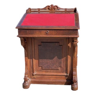 Victorian Davenport Desk – Solid Mahogany, Carved Detail, 19th Century Writing Desk For Sale