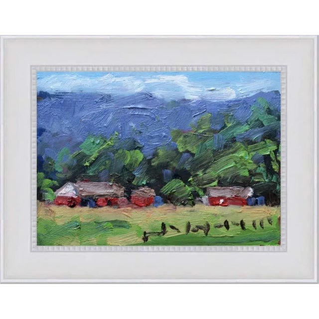 Textile "Reno Nevada Farm" Contemporary Impressionist Style Landscape Oil Painting For Sale - Image 7 of 12