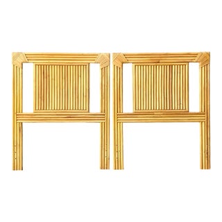 Vintage Wrapped Rattan Twin Headboards - Pair For Sale
