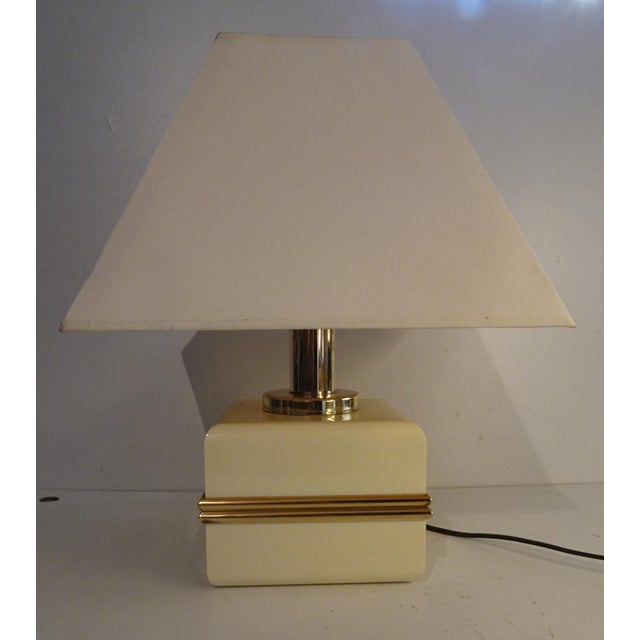 Ivory Colored Epoxy Cube Table Lamp from Bicchielli Italy For Sale - Image 13 of 14