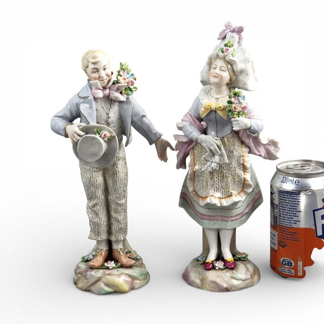 German Porcelain Figures by Volkstedt, 1800s, Set of 2 For Sale - Image 14 of 15