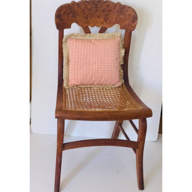 Antique 1820 Biedermeier dining chair, made in Birds Eye maple veneer and canned seat. Great condition