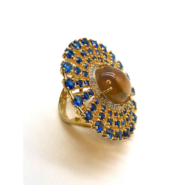 Early 21st Century Bochic "Orient" Natural Opal, Kyanite & Diamond Ring Set In 18K & Silver For Sale - Image 5 of 18