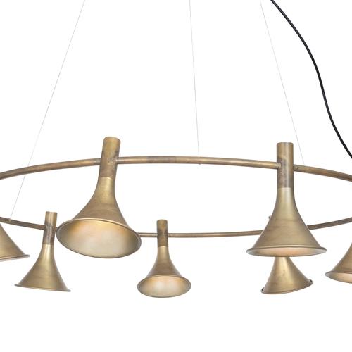 Raw Brass Megafon 9 Ceiling Lamp by Jesper Ståhl for Konsthantverk For Sale - Image 4 of 7