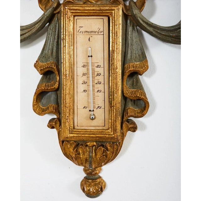 Wood 19th Century Italian Carved Louis XVI Style Giltwood Barometer For Sale - Image 7 of 13