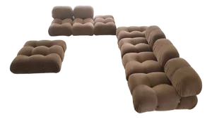 Modular Camaleonda Armchairs and Ottoman in Brown Corduroy by Mario Bellini for C&b Italia, 1970s, Set of 8