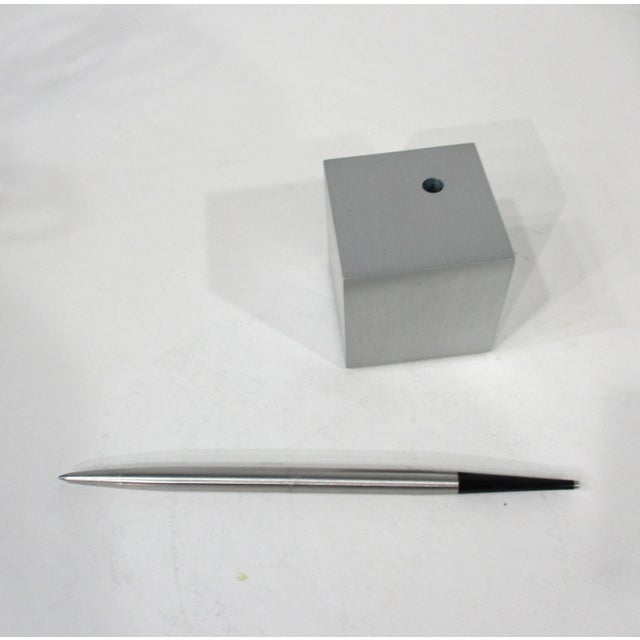 Metal Mid Century Stainless Aluminum 3 Pc. Desk Set For Sale - Image 7 of 9