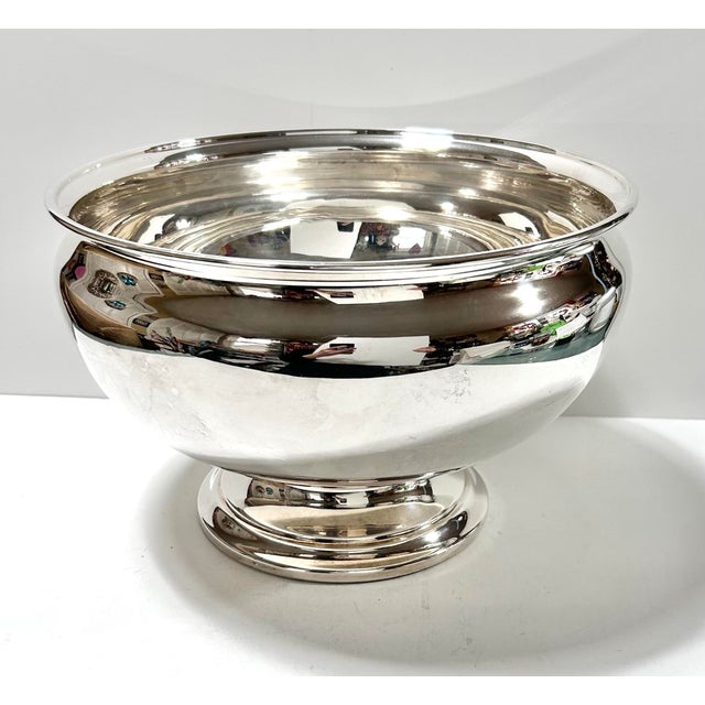 1950s 1950s Lehman Brothers Silver on Copper Pedestal Bowl - Mid-Century Modern Champagne or Punch Bowl Centerpiece For Sale - Image 5 of 9