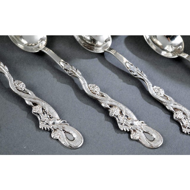 Early 20th Century Rare Chinese Export Sterling Silver Tea Set with Dragon Design Tianjing Wuhua - 13 pcs For Sale - Image 11 of 18